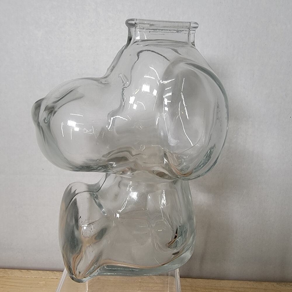 VINTAGE Anchor Hocking Glass 6" Snoopy Piggy Bank